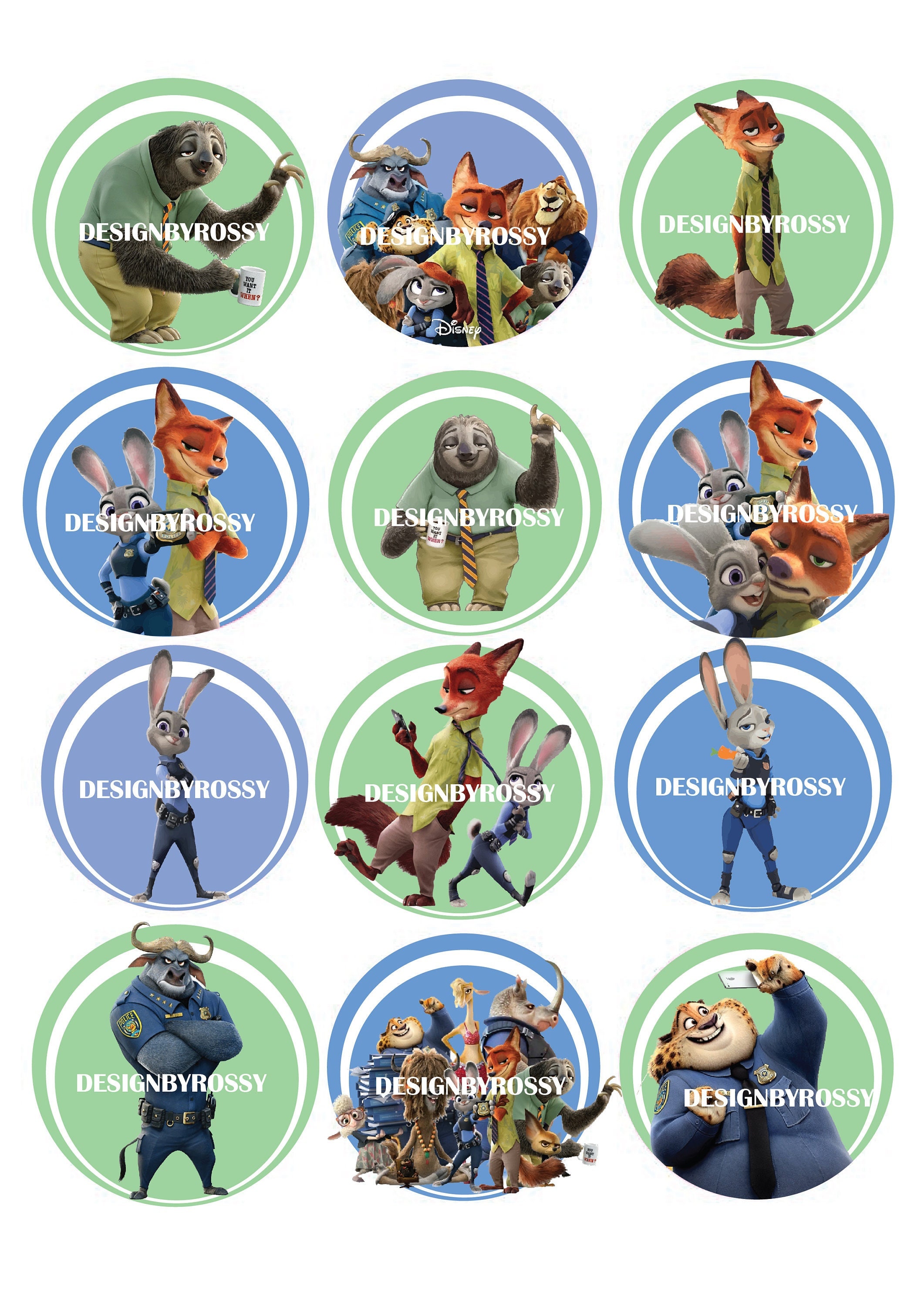 Zootopia Cupcake Toppers Zootopia Birthday Party Decorations 