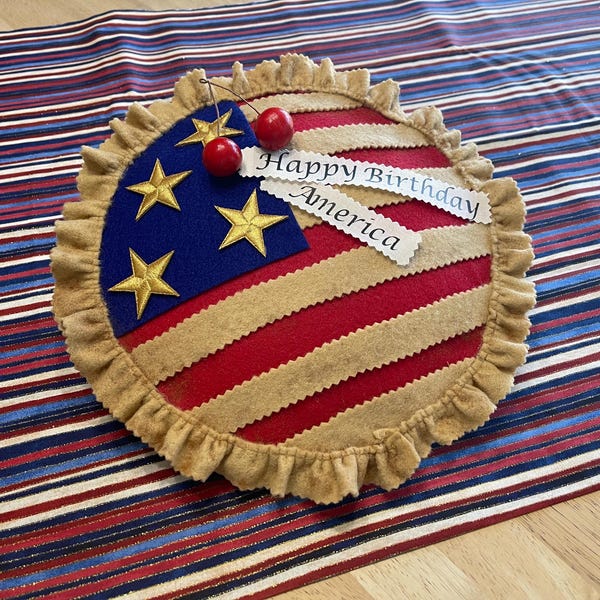 PreOrder - Handmade Pie Wreath Attachment, Fall Rustic Decor, American flag patriotic faux pie