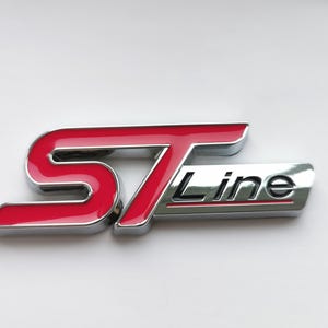 Red ST Line Silver Gloss Boot Badge Ford Focus Fiesta Puma Kuga EcoSport Car