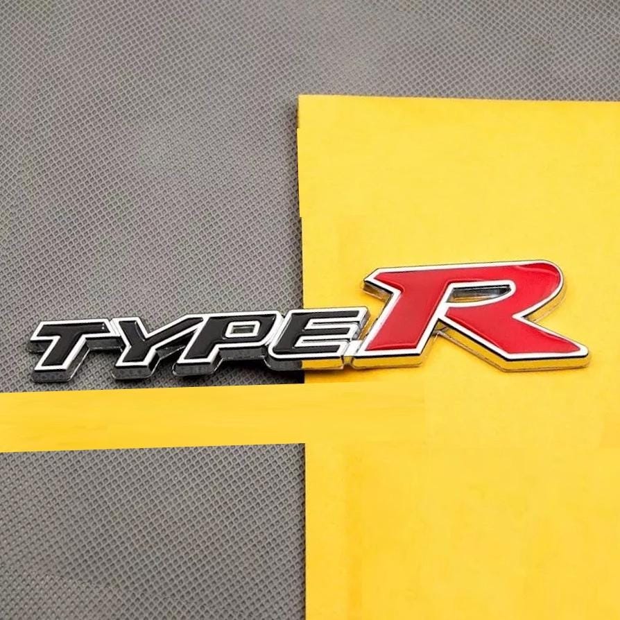 Black/Red Type R Front Grill & Rear Boot Badge Set Emblem Decal Logo For Car