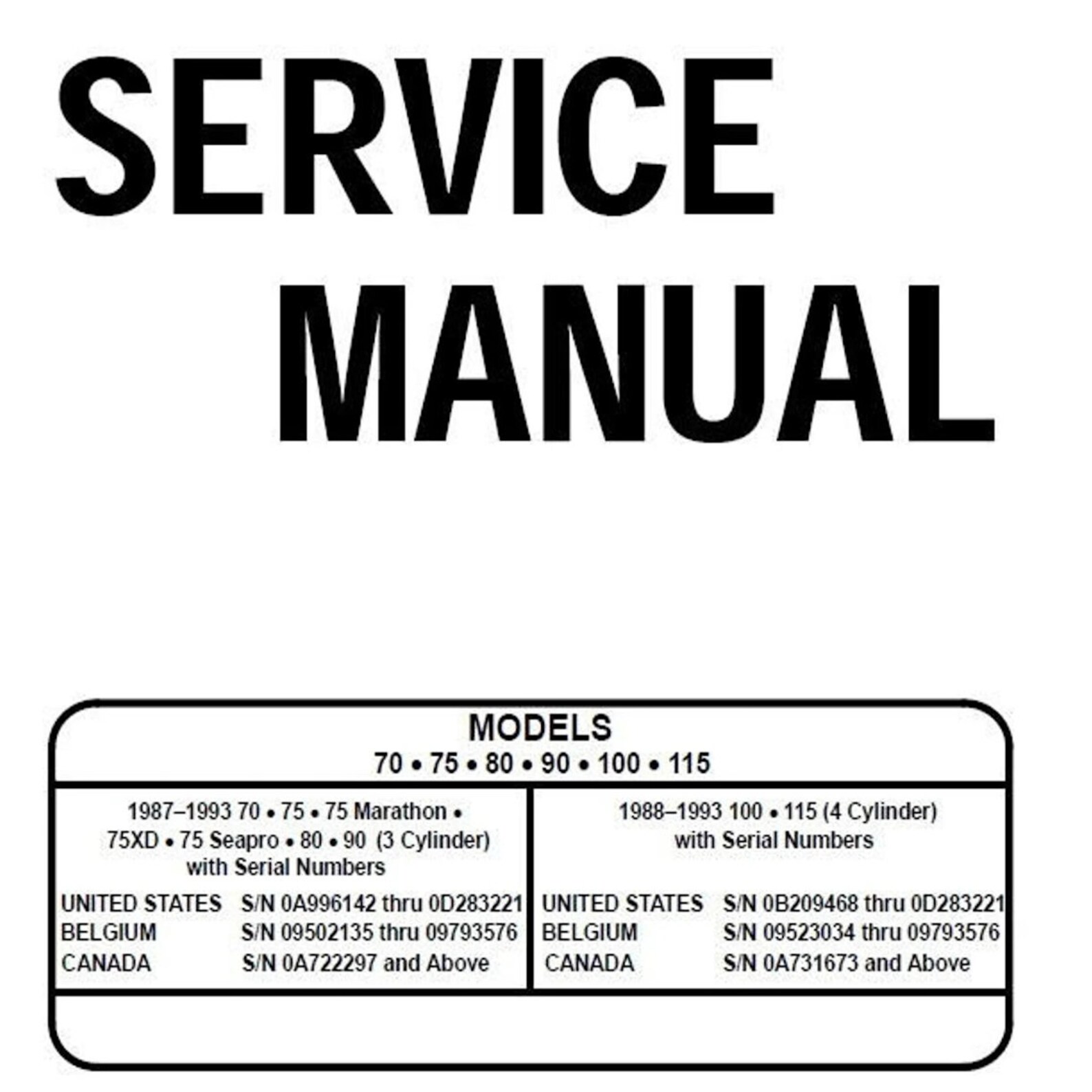 Mercury Outboard 70 75 80 90 100 115 Service Manual - Etsy