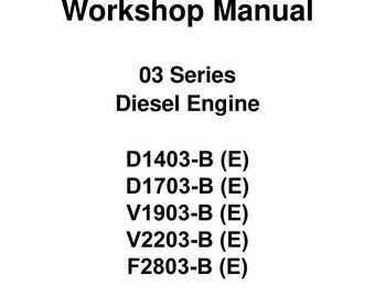 KUBOTA D1403 D1703 V1903 03 SERIES Diesel Engine Service Workshop Manual