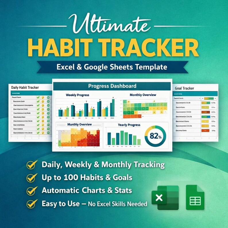 Habit Tracker-excel Template - Etsy Australia