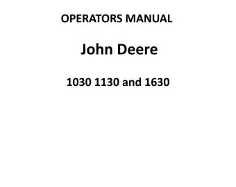John Deere 1030 1130 1630 Operator manual