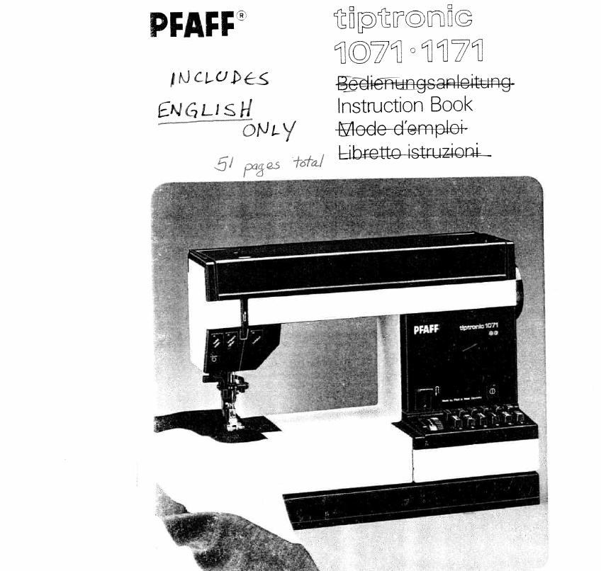 Pfaff Tiptronic 1071 Pfaff Tiptronic 1171 Owners manual