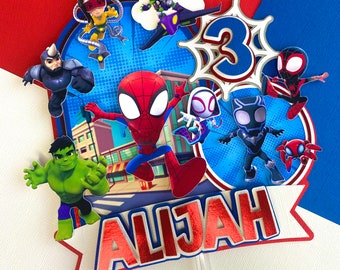 Spidey and Amazing Friends Inspired Cake Topper - Light Up Cake Topper - Shaker Cake Topper - Spidey Birthday - Spidey Blue Cake Topper