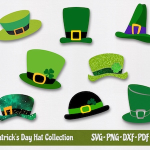 St. Patrick&#39;s Day Hat SVG Files - Leprechaun Hats, Hat SVG Bundle, Cut Files for Cricut, Silhouette, Glowforge,commercial use and POD!