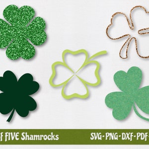Four-Leaf Clover SVG Files - St. Patrick&#39;s Day svg, Lucky Clover PNG, Cut Files for Cricut, Silhouette, Glowforge, -commercial use and POD!