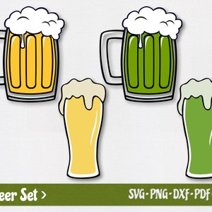 Beer SVG Files - Green Beer, St. Patrick&#39;s Day, Glass Mug, Cut Files for Cricut, Silhouette, Glowforge, Print -commercial use and POD!