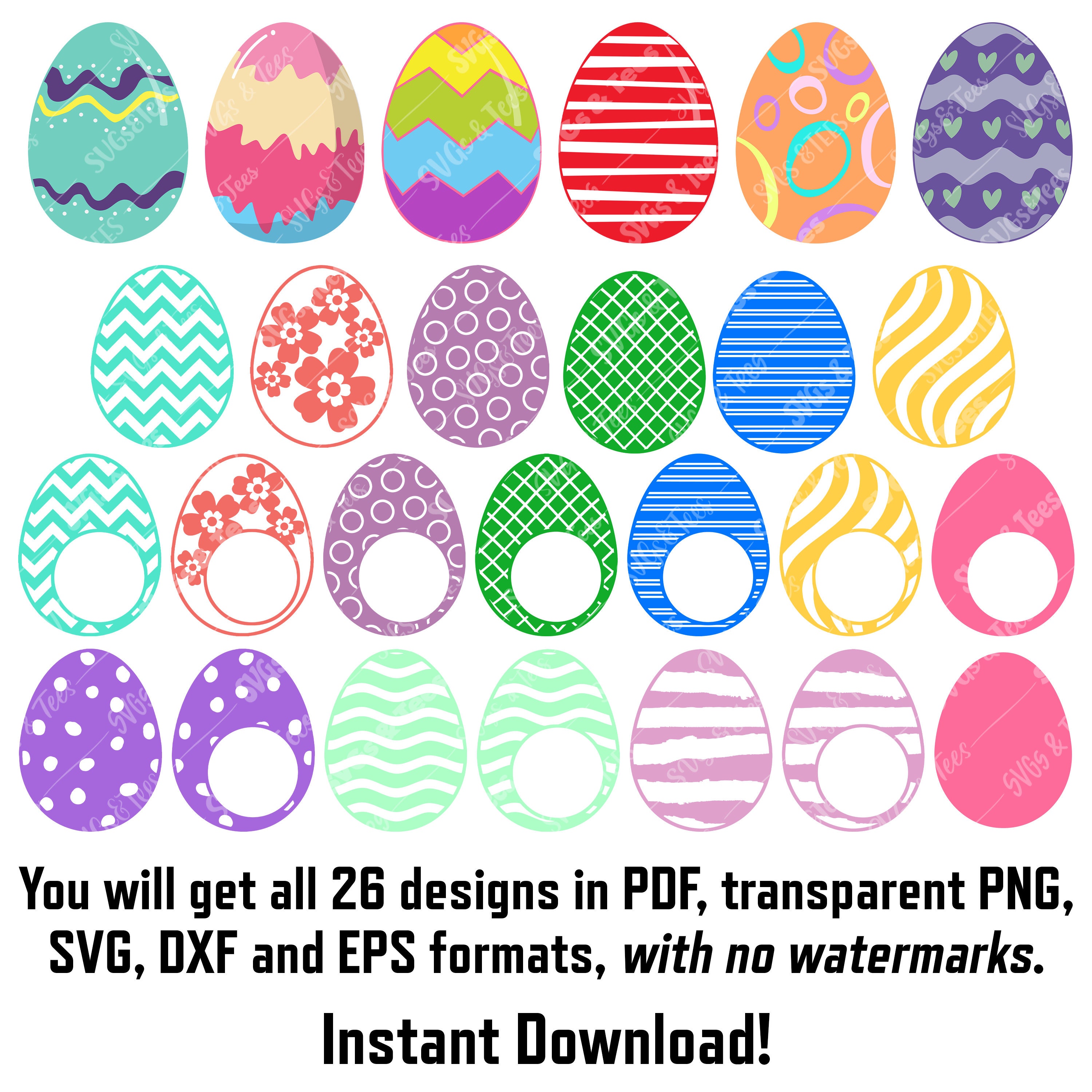 Easter SVG Bundle - Easter Egg PNG, Cut Files for Cricut, Silhouette ...