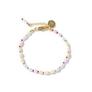 Rainbow pearl bracelet / gold-plated or 925 sterling silver / custom length / genuine freshwater pearls / colorful bracelet / happy vibes