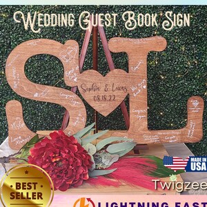 Custom Wedding Guest Book, Wedding Guest Book Alternative, Rustic Wedding, Wedding Initials, Wedding Gift, Wedding Décor, Wood Wedding Sign