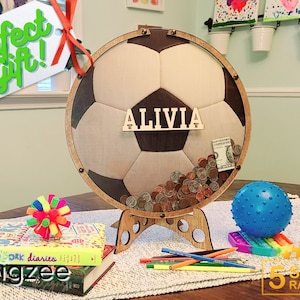 Personalized Piggy Bank, Sports Themed Piggy Bank, Soccer Gift, Boys Christmas Gift, Girls Christmas Gift, Piggy Bank For Kids