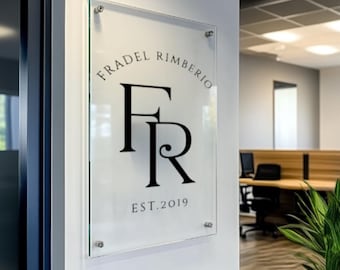 Custom Acrylic Business Logo Sign - Modern Floating Office Wall Sign - Personalized Sign for Storefronts, Studios, & Salons  - Made in USA
