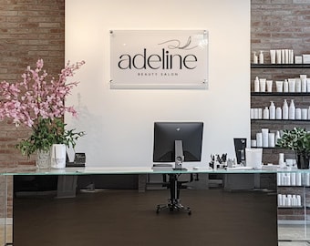 Custom Acrylic Business Logo Sign - Modern Floating Office Wall Sign - Personalized Sign for Storefronts, Studios, & Salons  - Made in USA