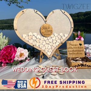 Custom Wedding Guest Book,  Heart Guest Book,  Wedding Guest Book Alternative, Rustic Wedding, Graduation Guest Book, Sweet 16 Guest Book