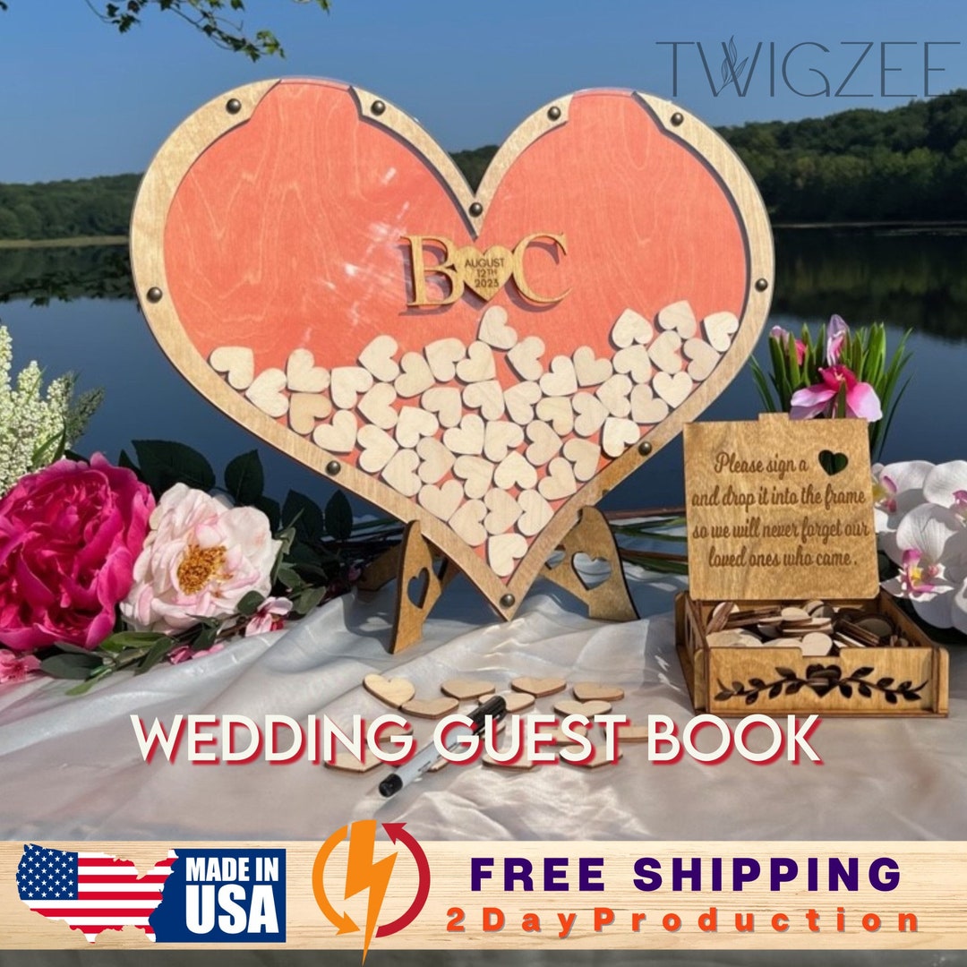 Custom Wedding Guest Book Heart Guest Book Wedding Guest Etsy