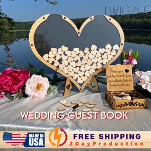 Custom Wedding Guest Book,  Heart Guest Book,  Wedding Guest Book Alternative, Rustic Wedding, Graduation Guest Book, Sweet 16 Guest Book