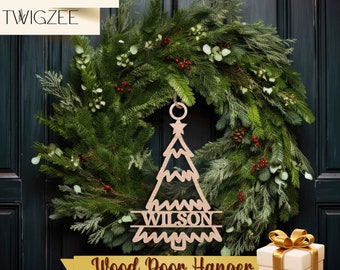 Front Door Sign | Front Door Decor | Holiday Door Hanger | Winter Sign | Monogram Door Hanger | Family Name Sign | Personalized Sign