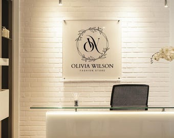 Custom Acrylic Business Logo Sign - Modern Floating Office Wall Sign - Personalized Sign for Storefronts, Studios, & Salons  - Made in USA