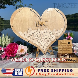 Custom Wedding Guest Book,  Heart Guest Book,  Wedding Guest Book Alternative, Rustic Wedding, Graduation Guest Book, Sweet 16 Guest Book