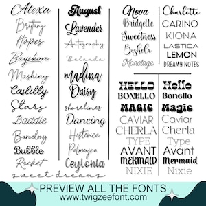 a large set of handwritten font styles