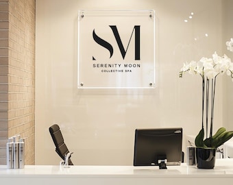 Custom Acrylic Business Logo Sign - Modern Floating Office Wall Sign - Personalized Sign for Storefronts, Studios, & Salons  - Made in USA