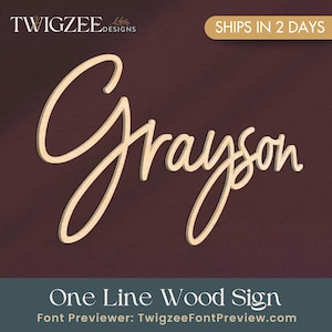 One Line Wood Baby Name Sign | Letter Wall Art | Kids Room Art | Wall Art for Nursery | Baby Name Sign | Kids Room Decor | Wooden Sign | USA image 1