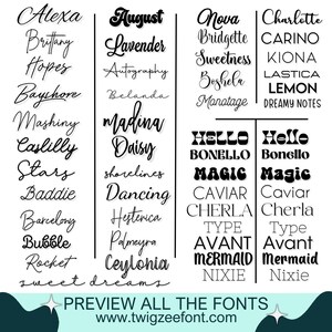 a large set of handwritten font styles