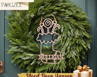 Front Door Sign | Front Door Decor | Holiday Door Hanger | Winter Sign | Monogram Door Hanger | Family Name Sign | Personalized Sign