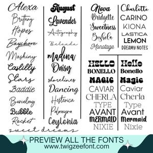 a large set of handwritten font styles