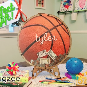 Personalized Piggy Bank, Sports Themed Piggy Bank, Basketball Gift, Boys Christmas Gift, Girls Christmas Gift, Piggy Bank For Kids