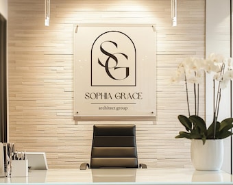 Custom Acrylic Business Logo Sign - Modern Floating Office Wall Sign - Personalized Sign for Storefronts, Studios, & Salons  - Made in USA