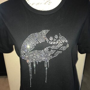 Skull and Lips Women&#39;s Rhinestone Shirt, Bling Halloween shirts, Girl Power Tshirts