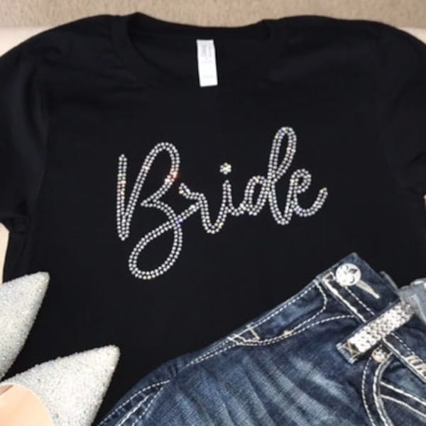 Bride Rhinestone Shirt, Bachelorette Women's Tshirt, Vegas Girl Trip T-shirt, Wedding Shirts