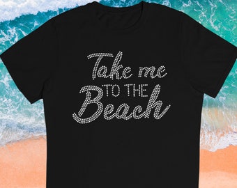 Rhinestone Beach T-Shirt, Bella Canvas Women's Summer Tee