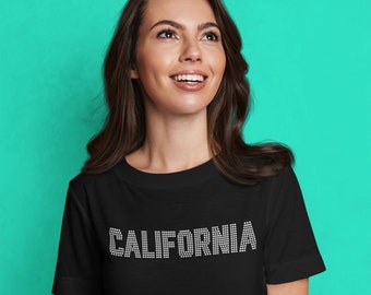 California Rhinestone Shirt, Women's Bling tshirts, Summer T-shirts, Vacation Unisex tees