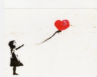 Banksy graffiti wenskaart dubbele kaart ballon