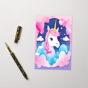 Licorne magique au pays des nuages – La carte parfaite pour les petits fans de licornes !