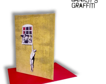 Banksy Briefkaart HANGENDE MENS