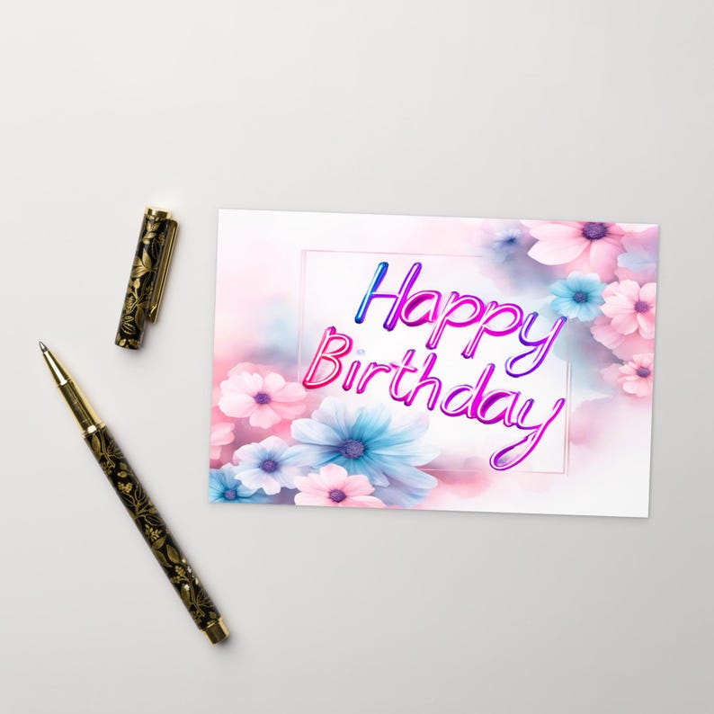 Floral Birthday Postcard With a Bright "happy Birthday" Message ...