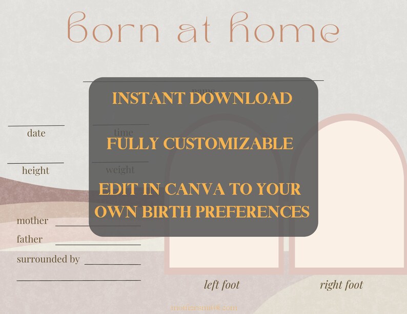 Keepsake Home Birth Certificate Printable Midwives, Doulas, Birth ...