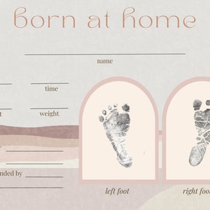 Andenken Haus Geburtsurkunde Printable | Hebammen, Doulas, Geburtshelfer | Geschenke für Mütter | Stempelkissen Baby Fußabdrücke | Digitaler Download