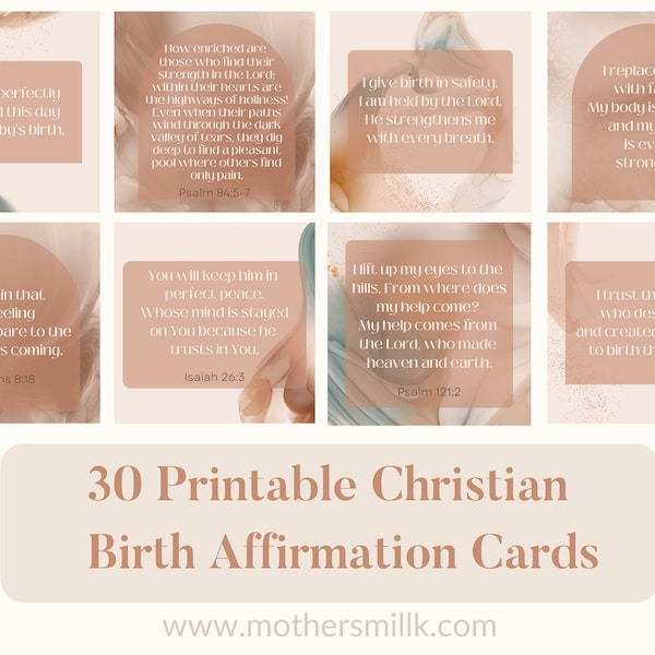 Faith Based Birth Affirmation Cards | Digital Download | Positive Birth Quotes | Bible Verse | Pregnancy Gift | Labor