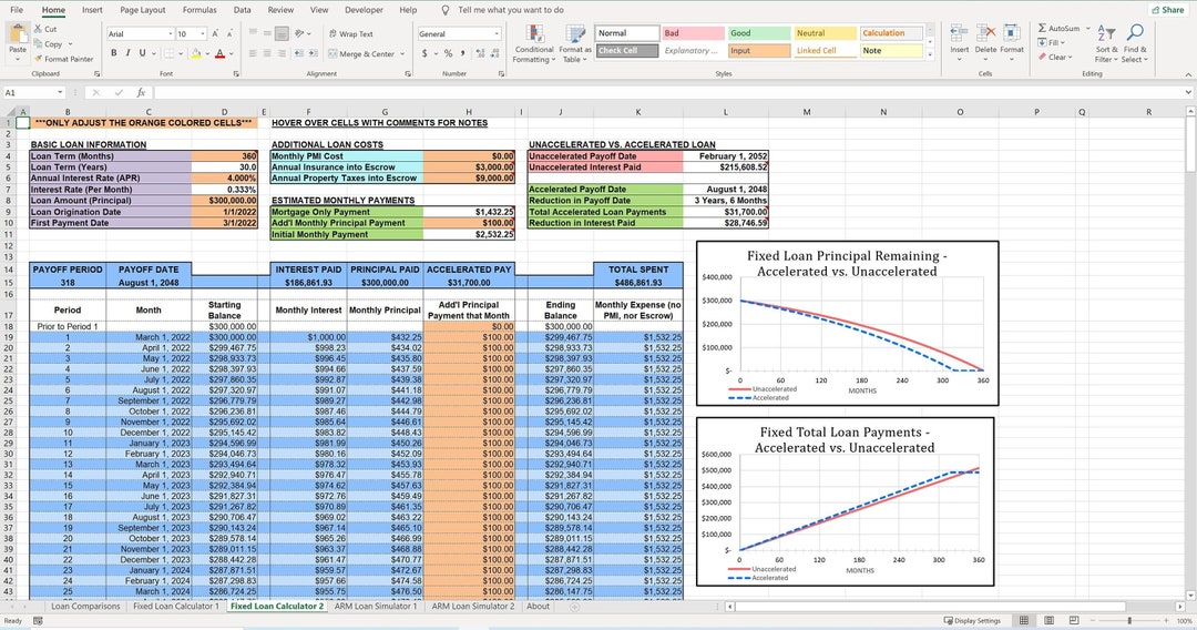Combo Loan Calculator for Fixed and ARM Loans and Mortgages Etsy