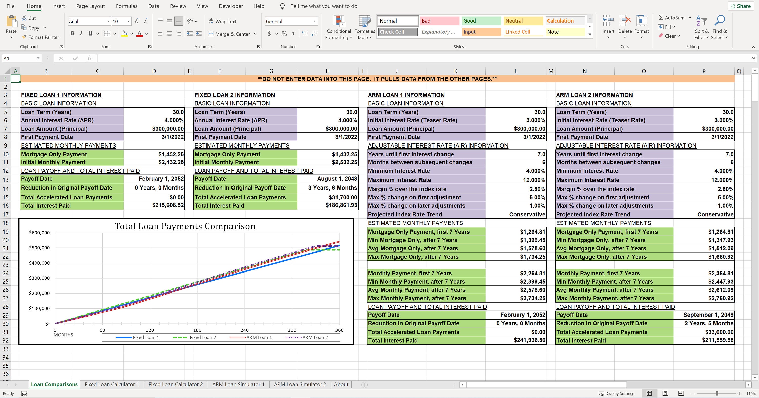Combo Loan Calculator for Fixed and ARM Loans and Mortgages Etsy