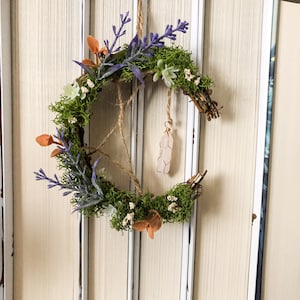 Cottage Core Crystal Wreath, Bookshelf Decor, Witchy Crescent Moon Wreath, Moon Shaped Wreath, Mini Wreath, Kitchen Witch Decor