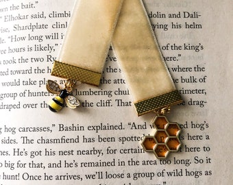 Bee Ribbon Bookmark, Honeycomb, Book Accessories, Cute Gift, Gift for Her Under 10, Bookstagram, Book Lover, Small Favors, Stocking Stuffer