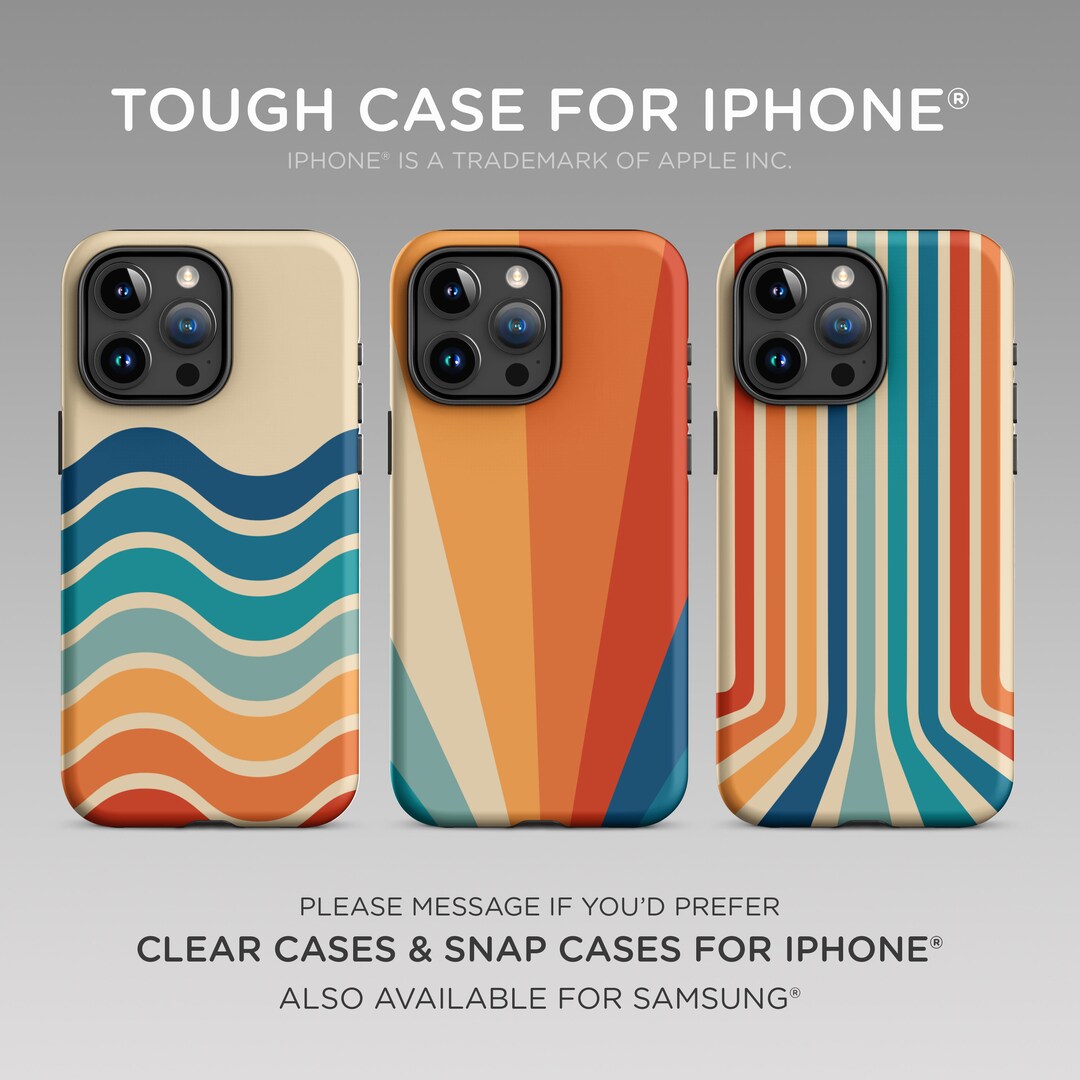 Retro Patterns Sunburst, Waves, Stripes iPhone Case Custom Phone Cover
