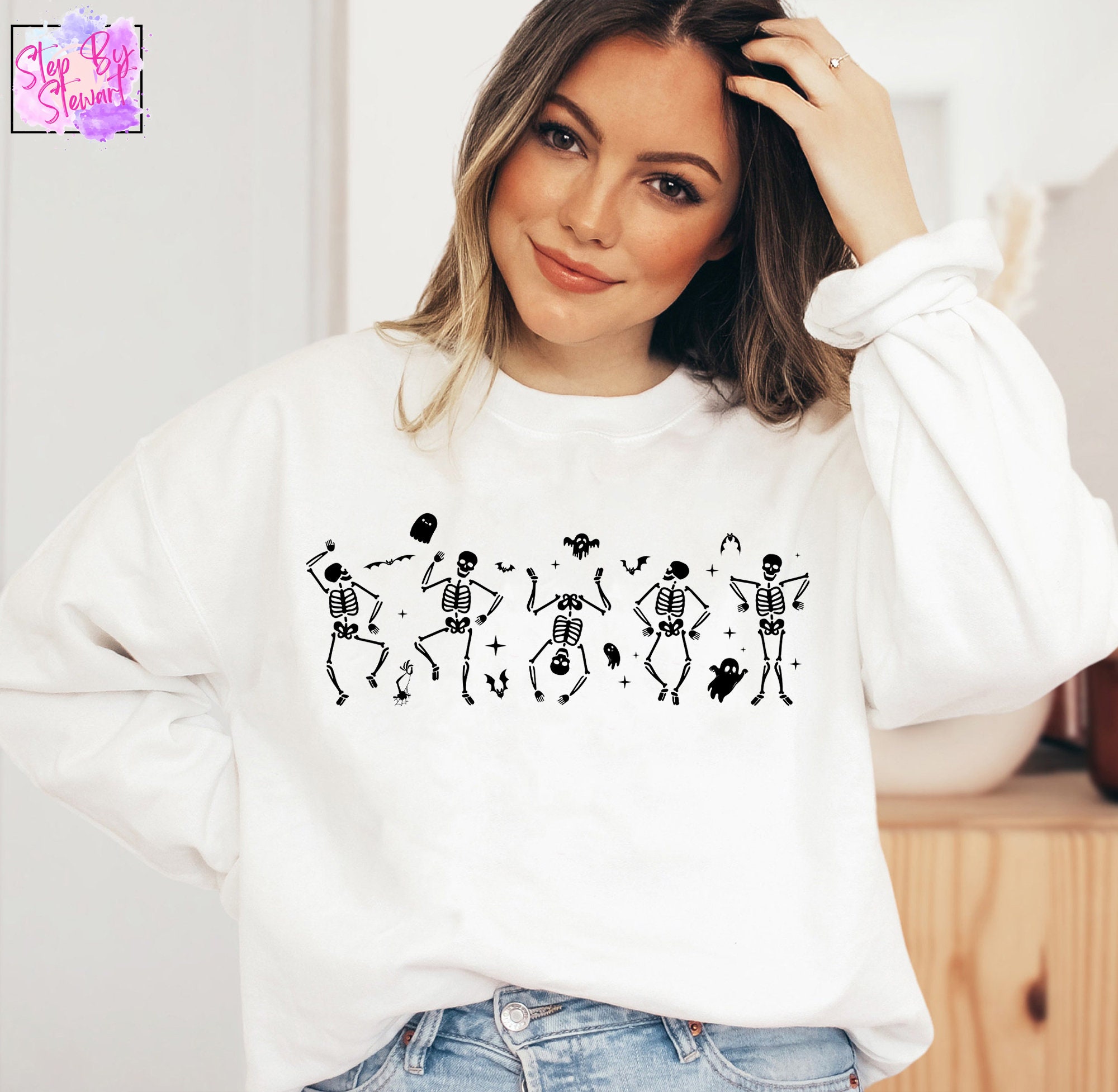 Discover Dancing Skeletons Sweatshirt | Funny Halloween Skeleton Sweatshirt, Halloween Party Sweatshirt | Funny Skeletons, Halloween Skeleton Shirt